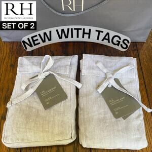 NWT LINEN 2 KING Restoration Hardware Linen GOA Clay McLaurin King Shams Fog